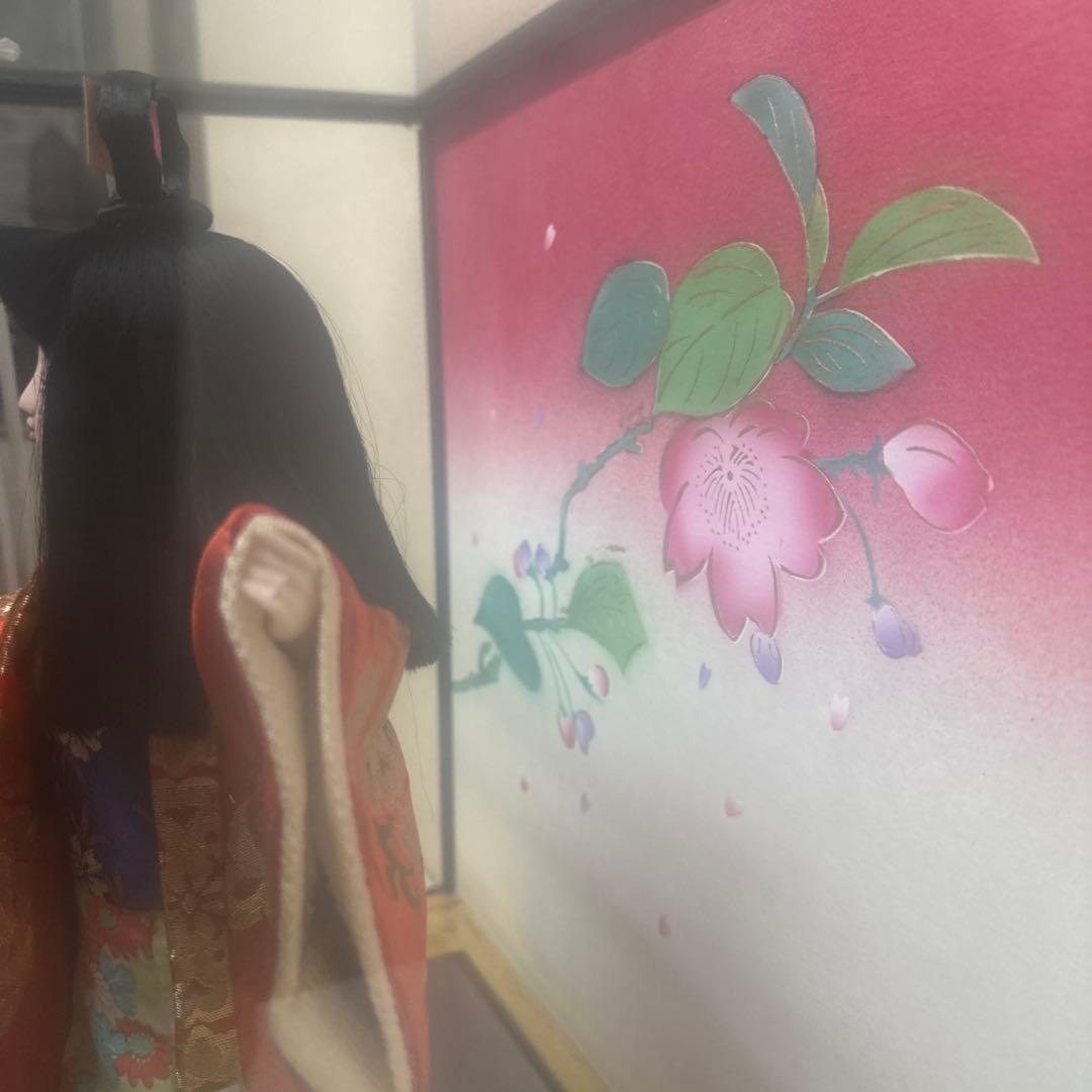 【閉店セール】 桃山作 桜山 日本人形 ガラスケース入り 市松人形