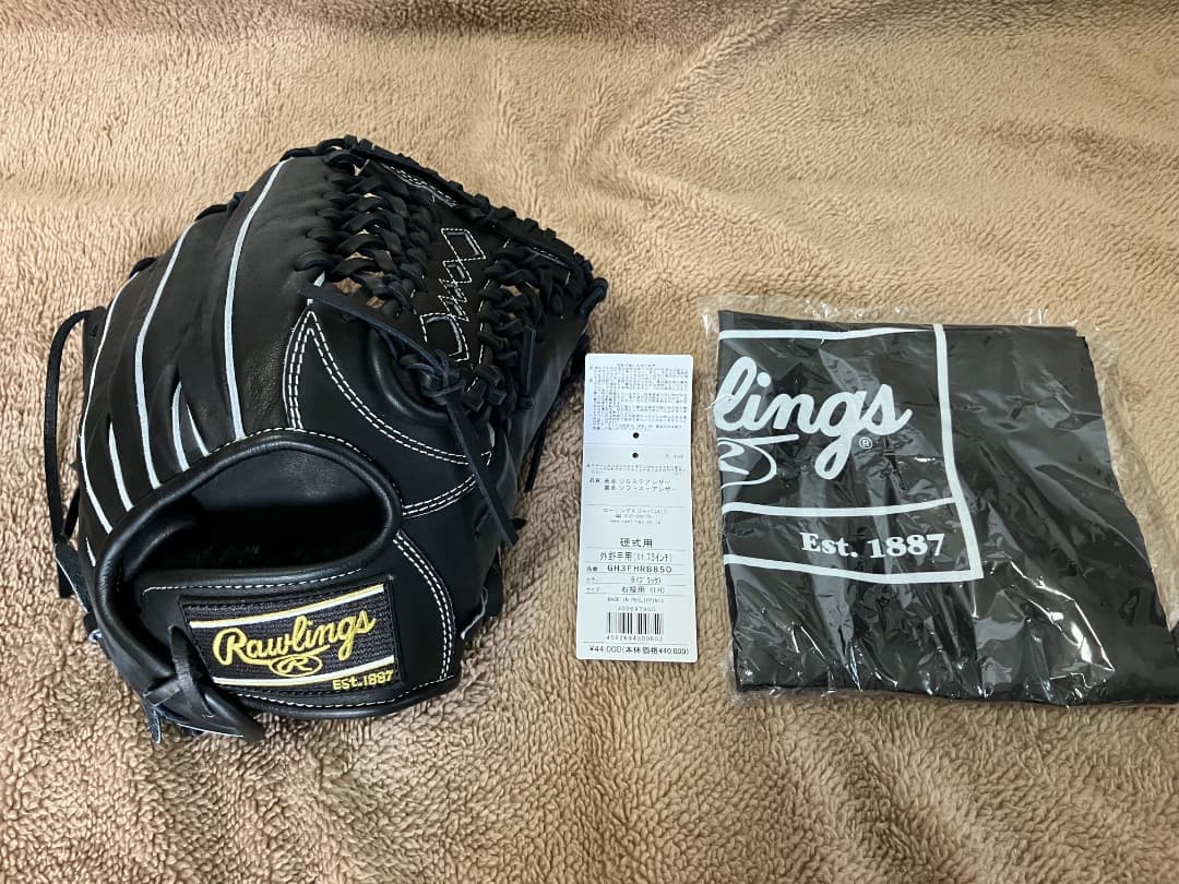 お値下げ中⭐︎新品⭐︎Rawlings 硬式グローブ　外野手　ブラック