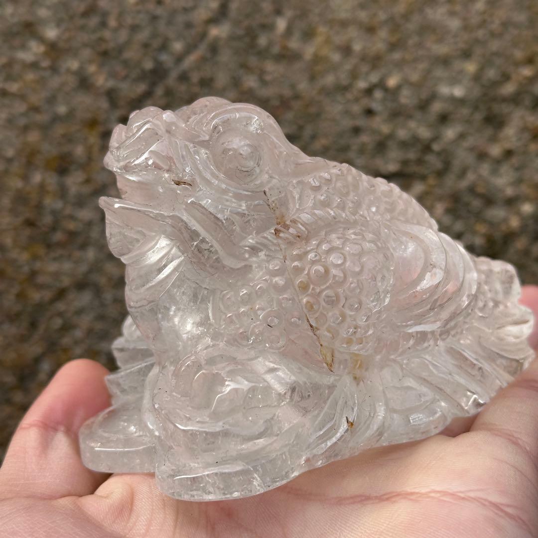 天然石 水晶の銭蛙　置物　ご購入前に在庫確認必要G.170