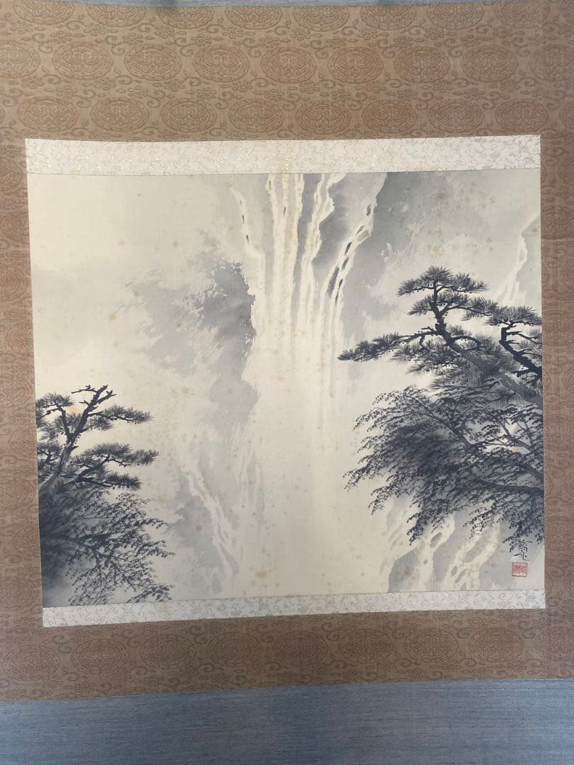 佐藤耕寛　耕寛 水墨山水図　肉筆絹本掛軸 風景画 掛軸 伝統的日本画
