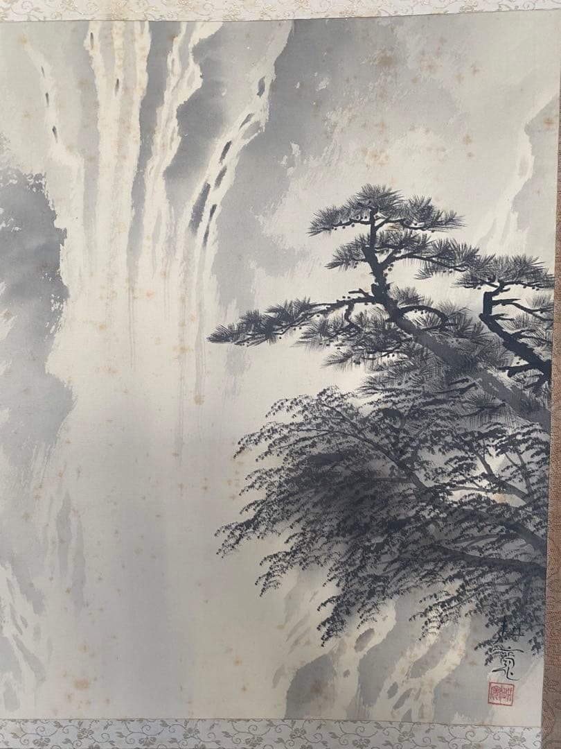 佐藤耕寛　耕寛 水墨山水図　肉筆絹本掛軸 風景画 掛軸 伝統的日本画