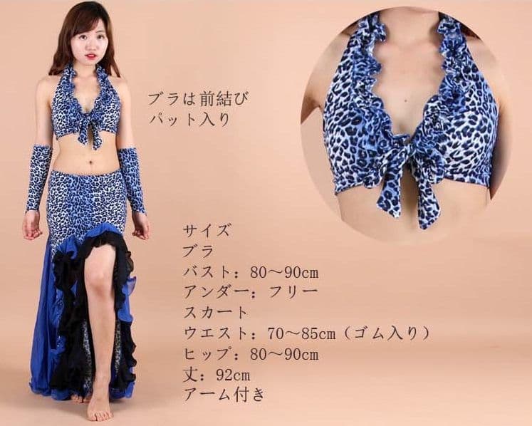 ベリーダンス衣装 ブルー系ヒョウ柄