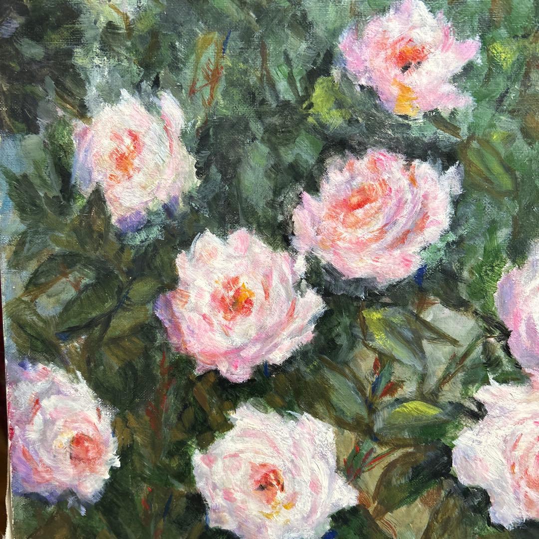 薔薇　油彩画　サイズF10 ピンク薔薇