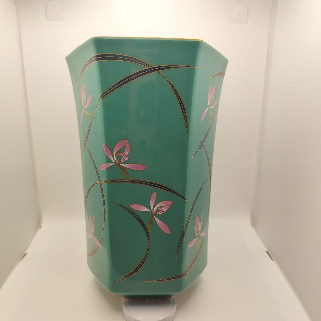 [美品] [希少] 香蘭社 花瓶 花器 華器 花生 六角形 グリーン