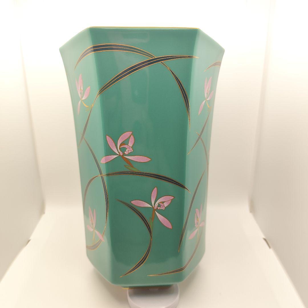 [美品] [希少] 香蘭社 花瓶 花器 華器 花生 六角形 グリーン