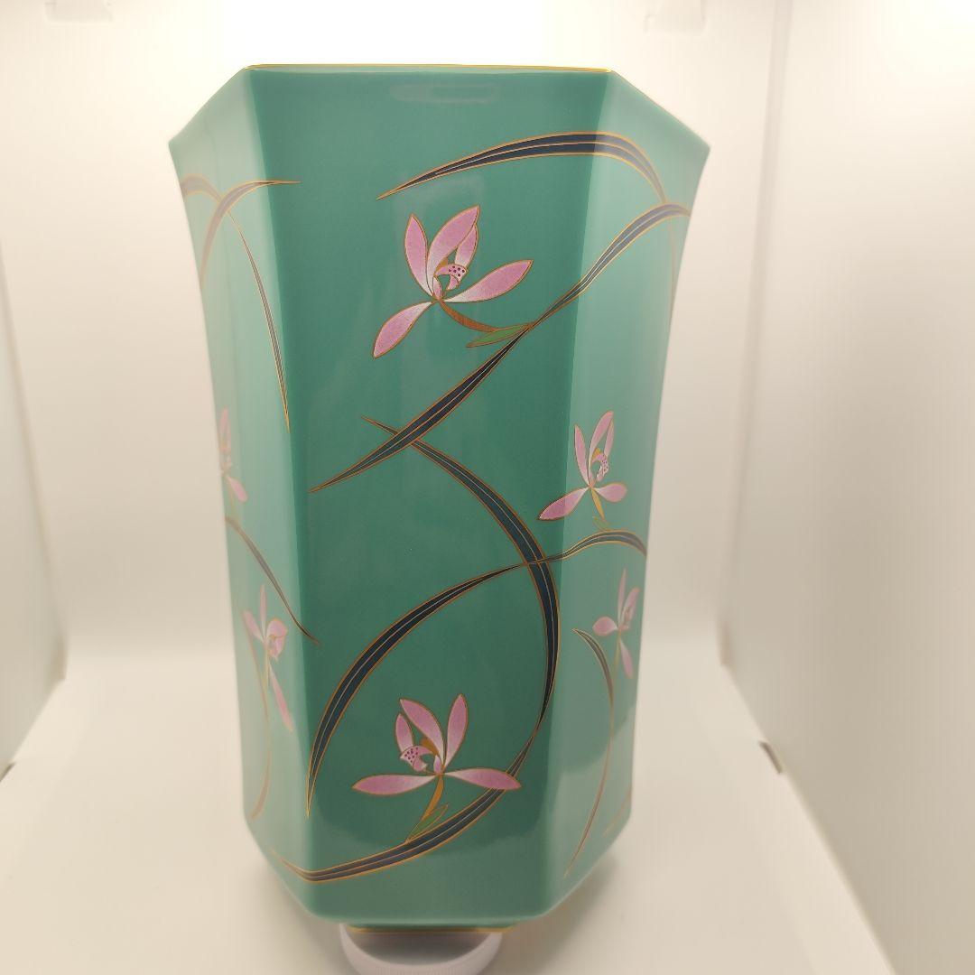 [美品] [希少] 香蘭社 花瓶 花器 華器 花生 六角形 グリーン