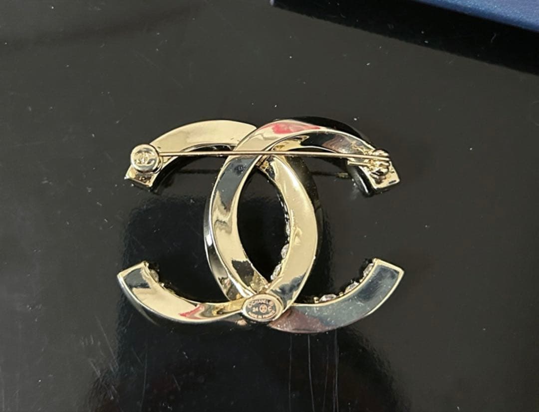 CHANEL ココマーク ラインストーン ブローチ ゴールド