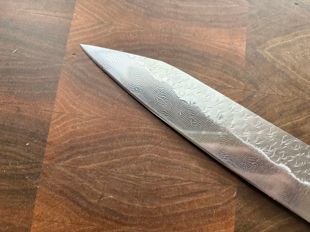 二唐刃物　SPG STRIX 切付　筋引　240mm 包丁槌目　ダマスカス