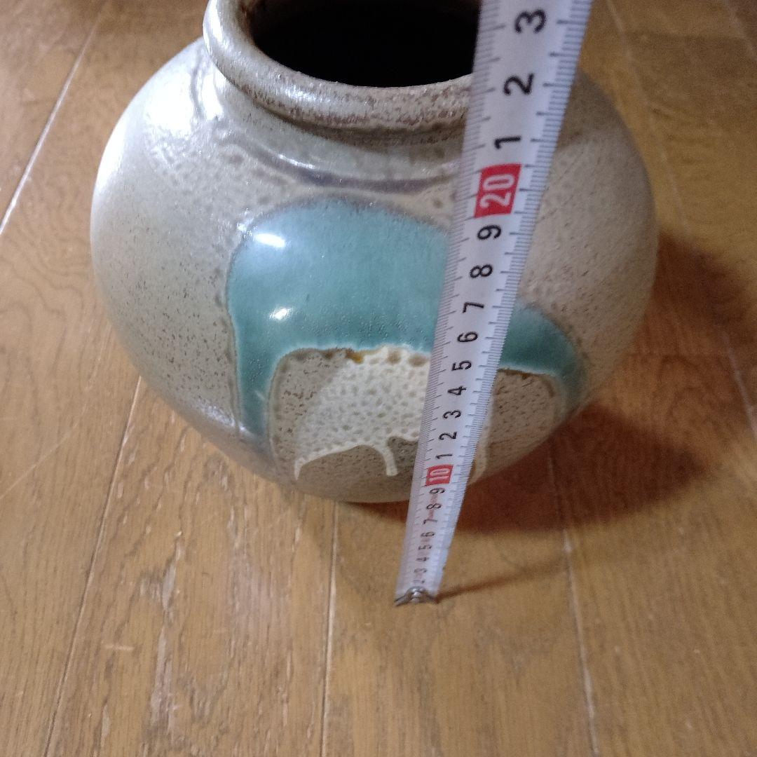 美品！小石原焼の陶器製花瓶 グレー 青 茶　ヤママル窯