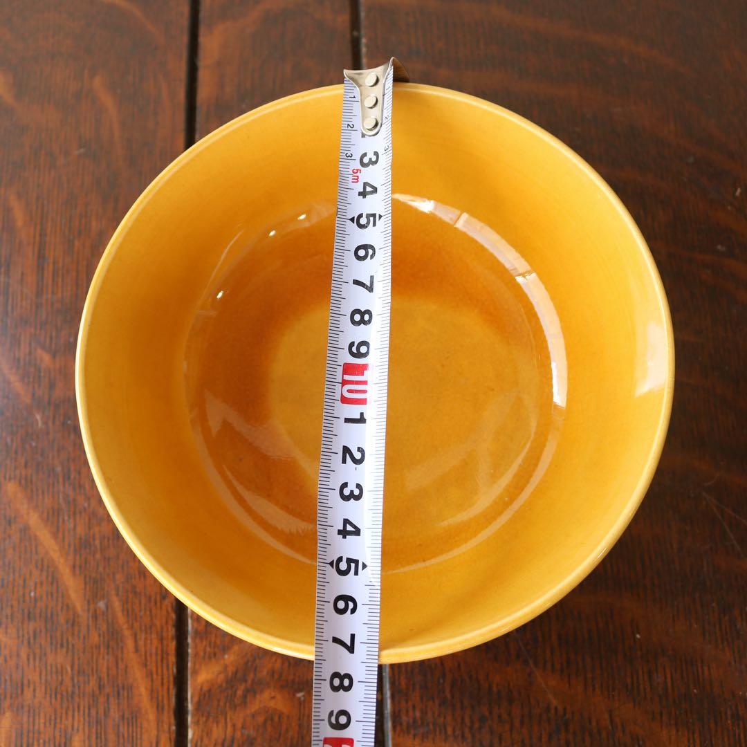 淡路珉平焼　山吹色　 黄釉　深鉢　1点（骨董古美術古伊万里茶道具菓子器