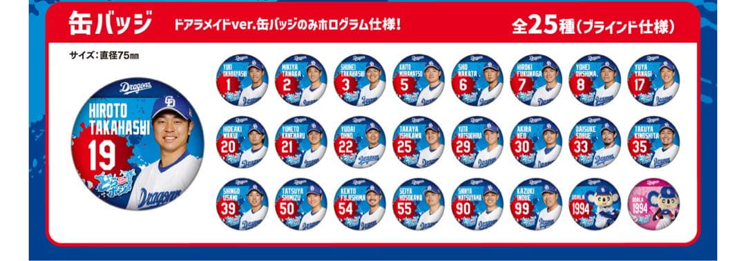 中日ドラゴンズ　缶バッジ　どらポジ　コンプリート　セミコンプ