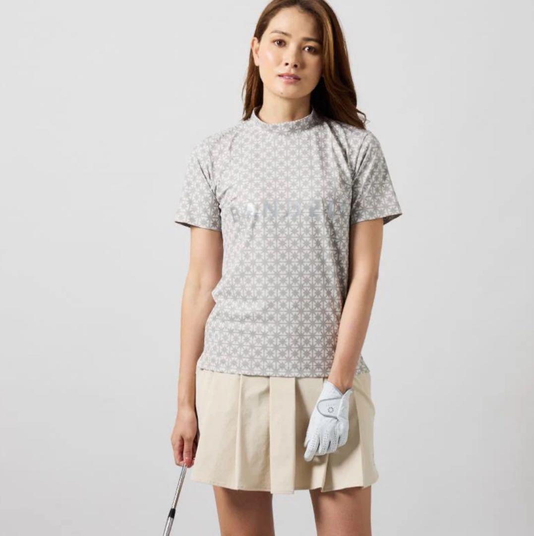 【新品・タグ付き】BANDELレディース モックネック ベージュ×グレー M