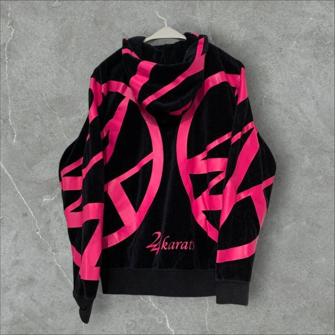 24 karats ベロア セットアップ メンズ ジャージセット M 黒 ピンク