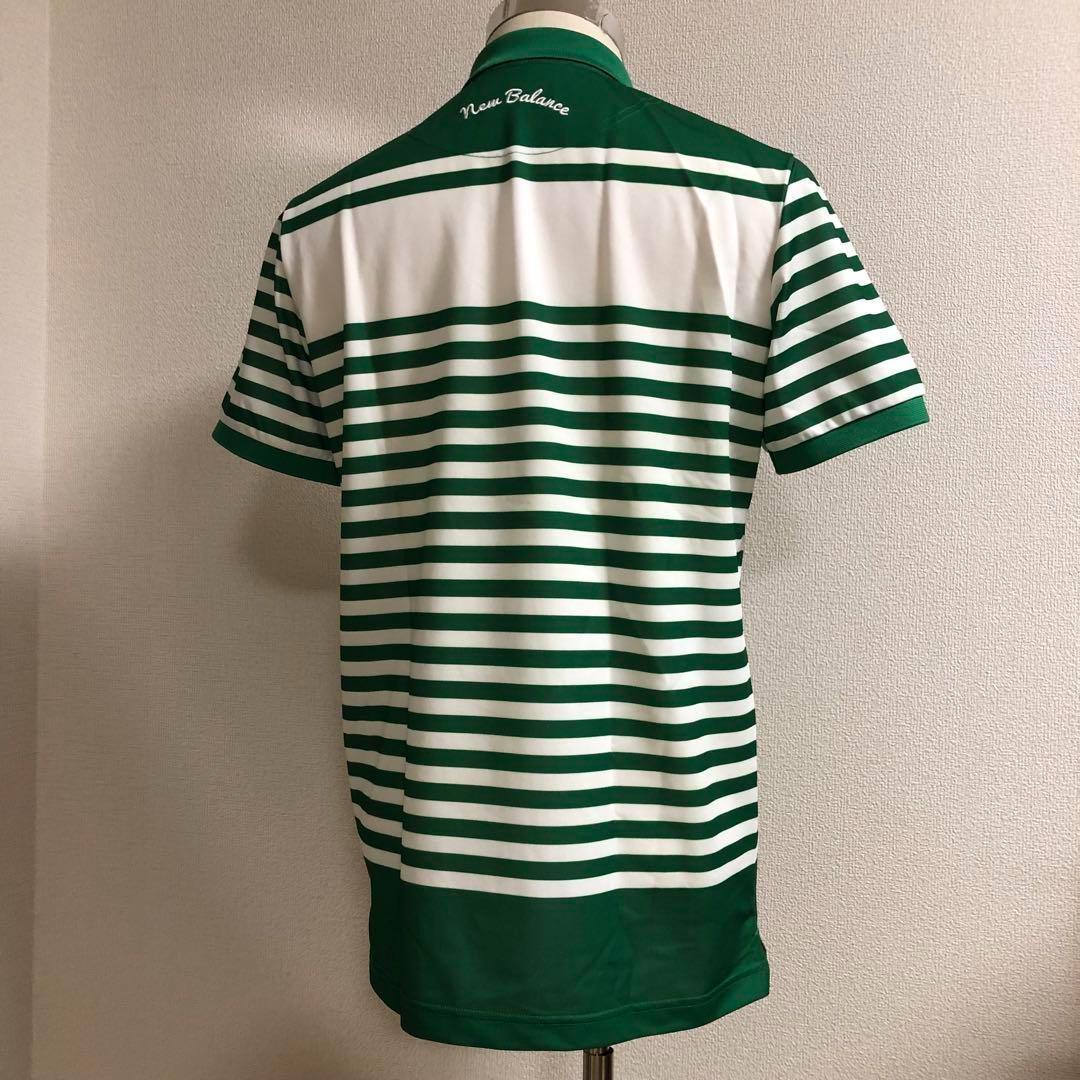 美品 ニューバランスゴルフ ポロシャツ グリーン ボーダー サイズ6
