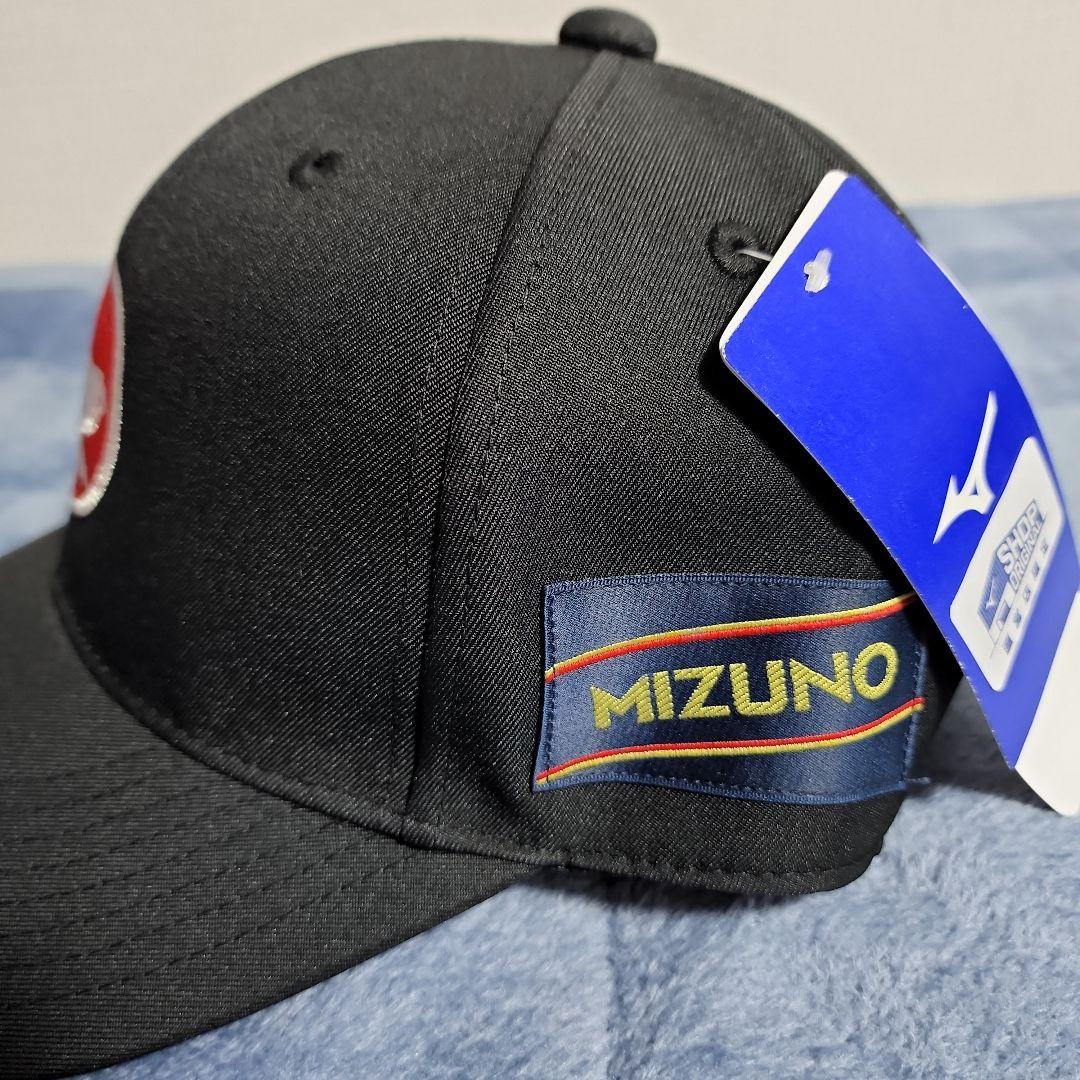 ミズノ　赤カップ　旧ロゴMIZUNOマークキャップ　黒　美津濃　新品未使用