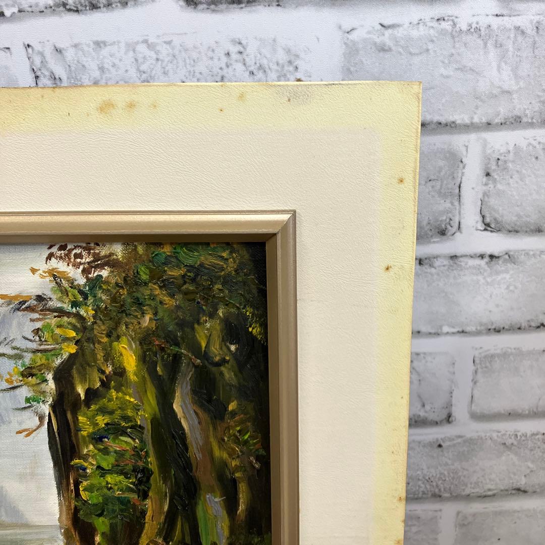 【真筆・油彩画】風景画「筏下り」サイン有 T.ISAKA