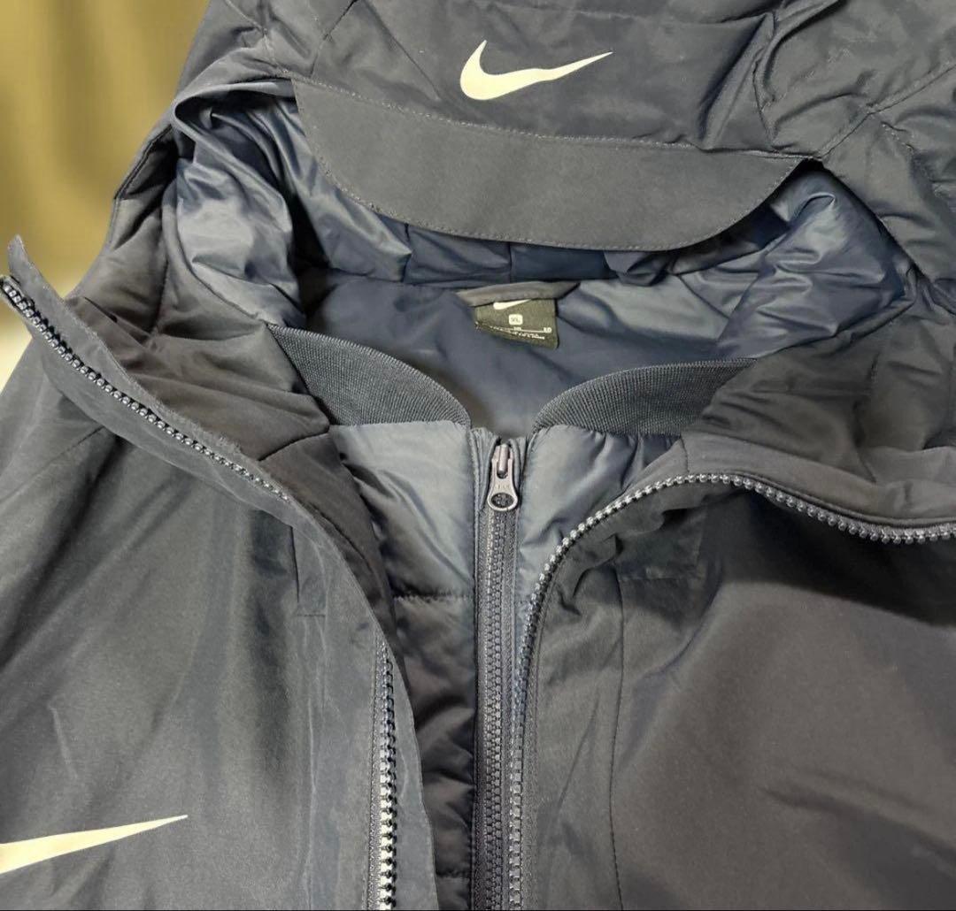 Nike ネイビー フード付きベンチコートフロントダブルフェイスXL