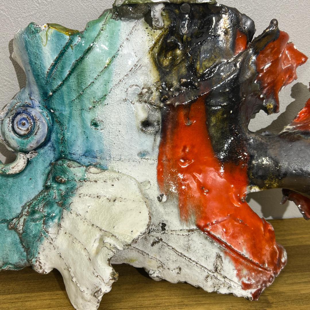 超美品 希少 森正 陶芸 万古焼 魚の壁掛け 現代アート 馬酔木窯