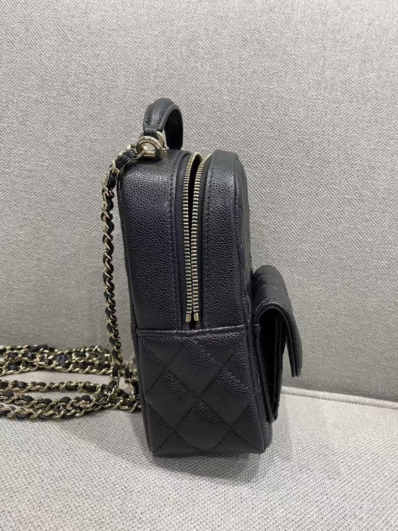 ブラック キルティング バックパック