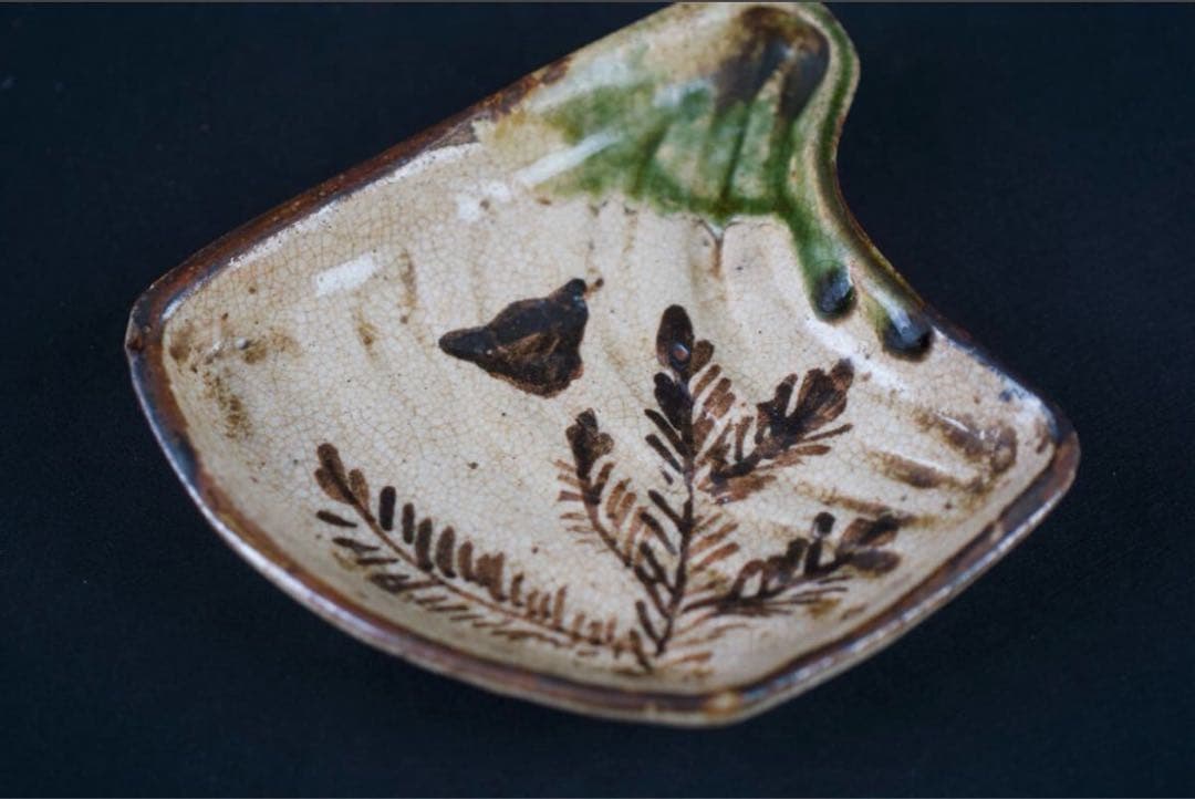 織部 松・千鳥絵 小皿 5客 時代 向付 懐石料理道具 古美術