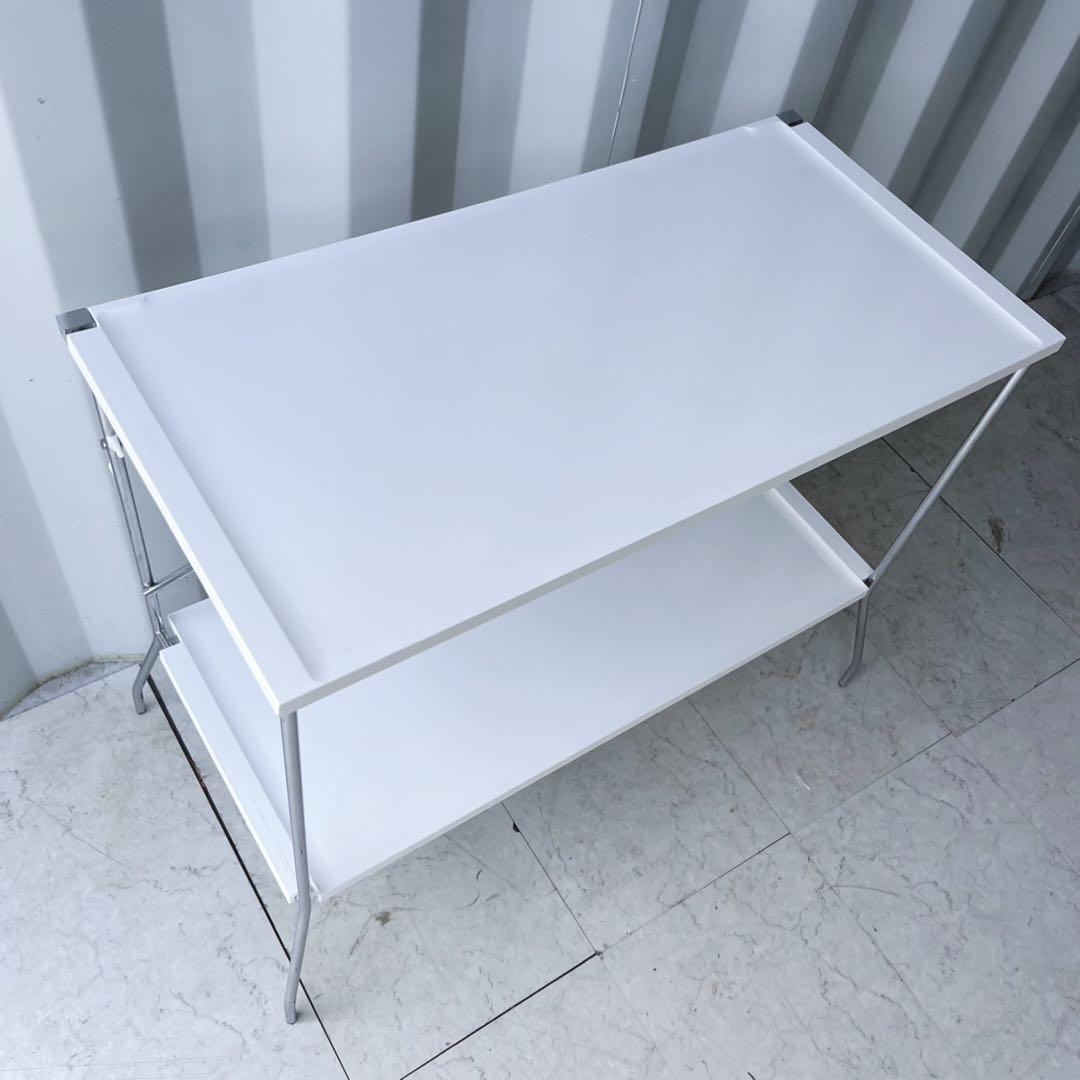 取付無料！カルテル フリップ 折りたたみ式キッチンワゴンテーブル ホワイト収納棚