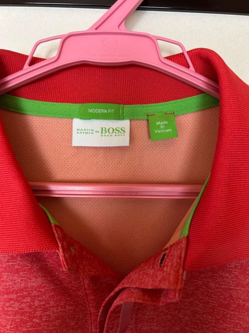 HUGO BOSS モダンフィット ゴルフポロシャツ 赤