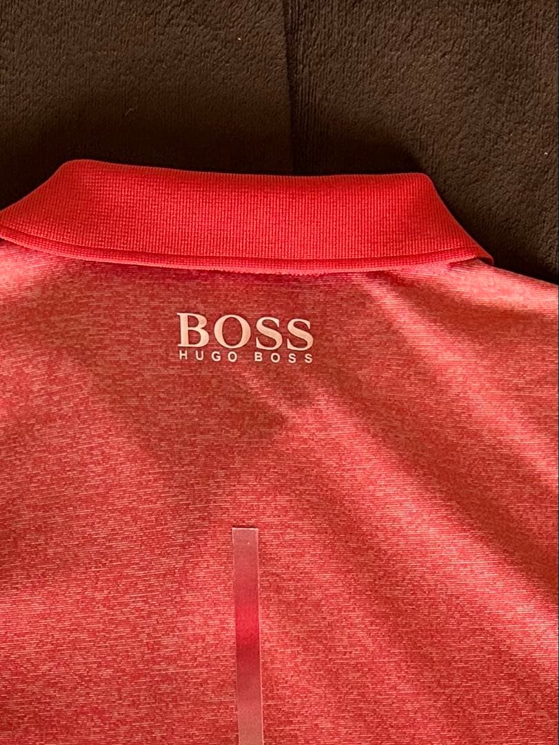 BOSS モダンフィット ゴルフポロシャツ 赤