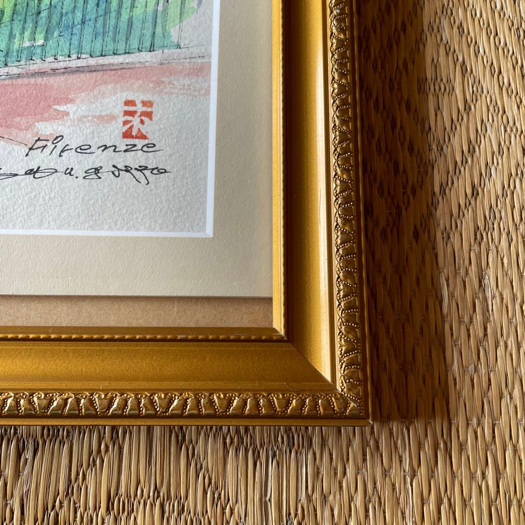 水彩画 風景画 Firenze フィレンツェ イタリア 額装 インテリア 絵画