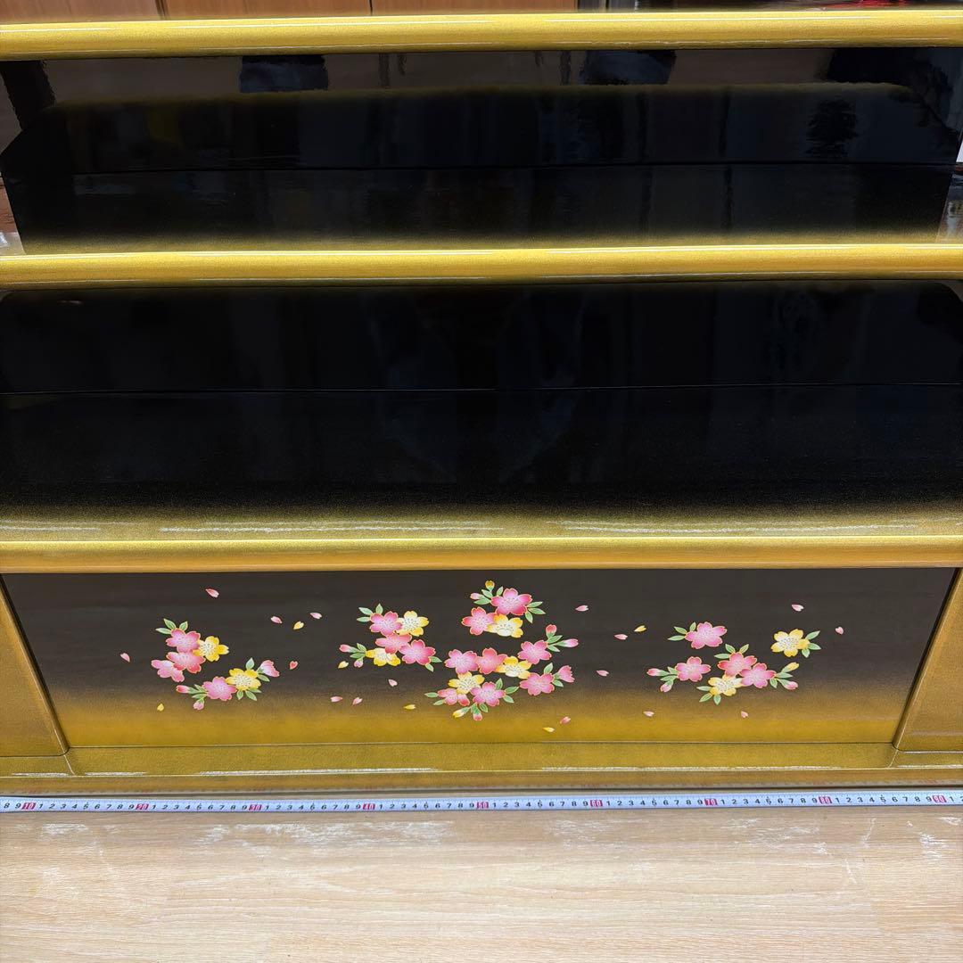 ひな祭り飾り 3段式 花柄　黒塗　100