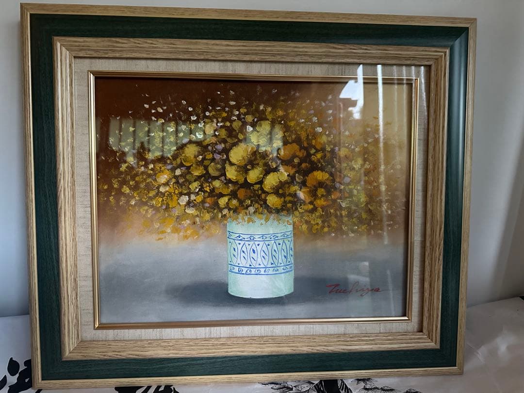 土屋茂　油彩画 花瓶の花　美品 インテリア　花　油絵