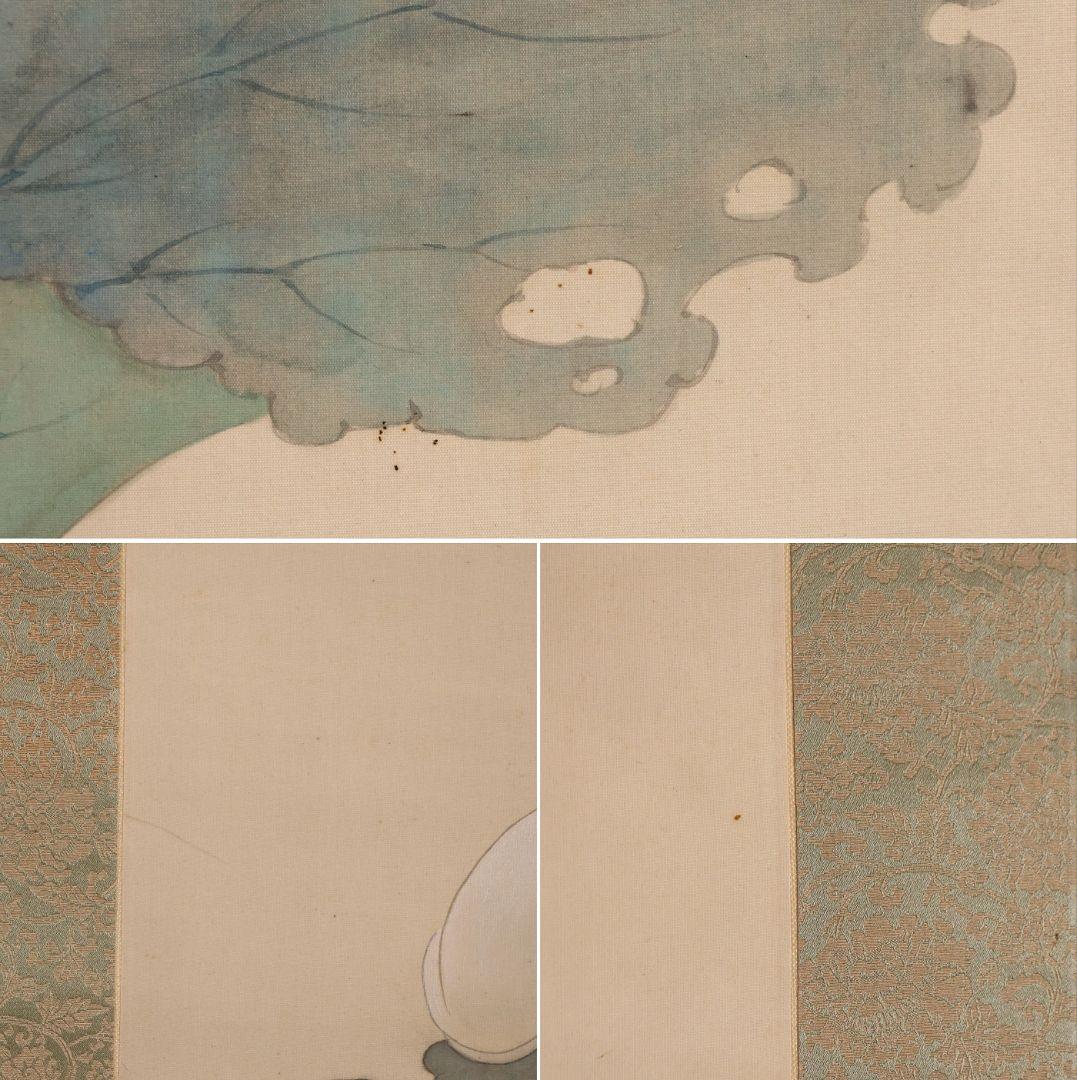【真作】日本画 山科杏亭 花鳥図 絹本 双幅 掛軸 共箱 鳩 翡翠 MB273