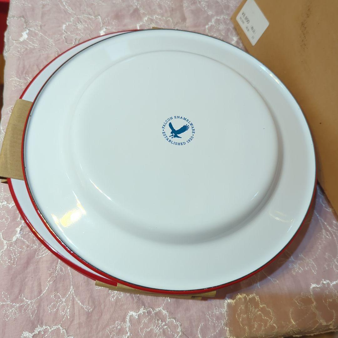 Falcon ホーロー製キャンプ皿 直径24cm・4枚セット・未使用品・元箱入