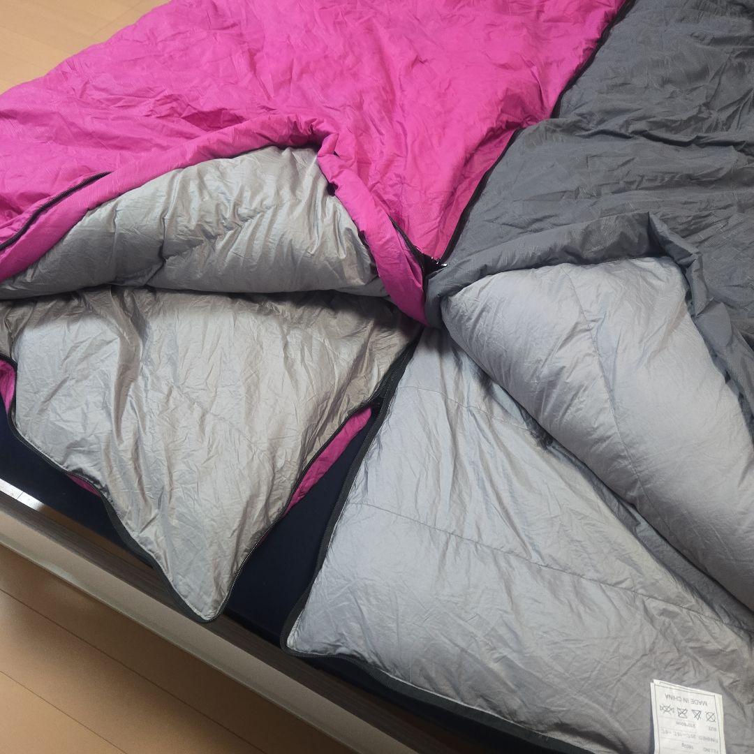 ダウン95%シュラフ 寝袋 ピンク グレー 2個セット
