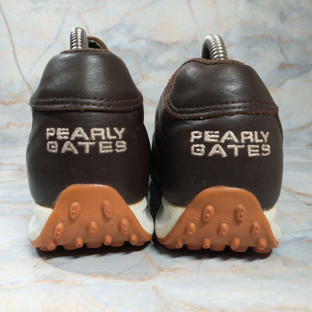 PEARLY GATES 本革 ゴルフシューズ 23 茶 スパイク