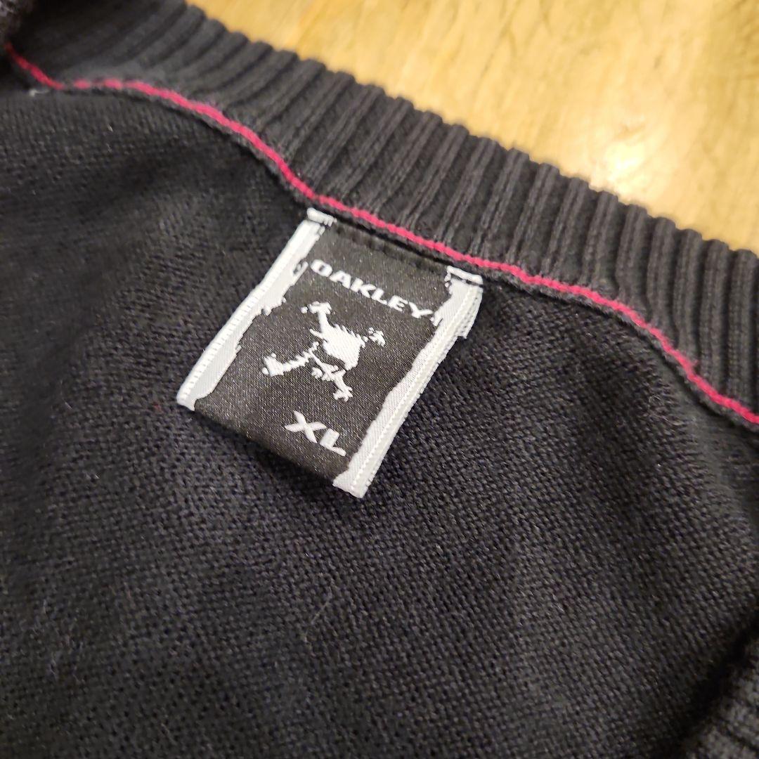 美品✨オークリー　ゴルフ　スカル刺繍　 ニットセーター　ブラック　XL