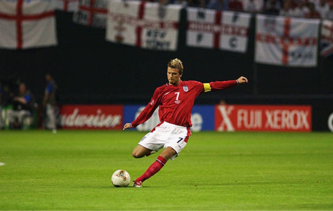 イングランド(A)2002 W杯 長袖 ベッカム＃7アルゼンチン戦マッチデイ入り