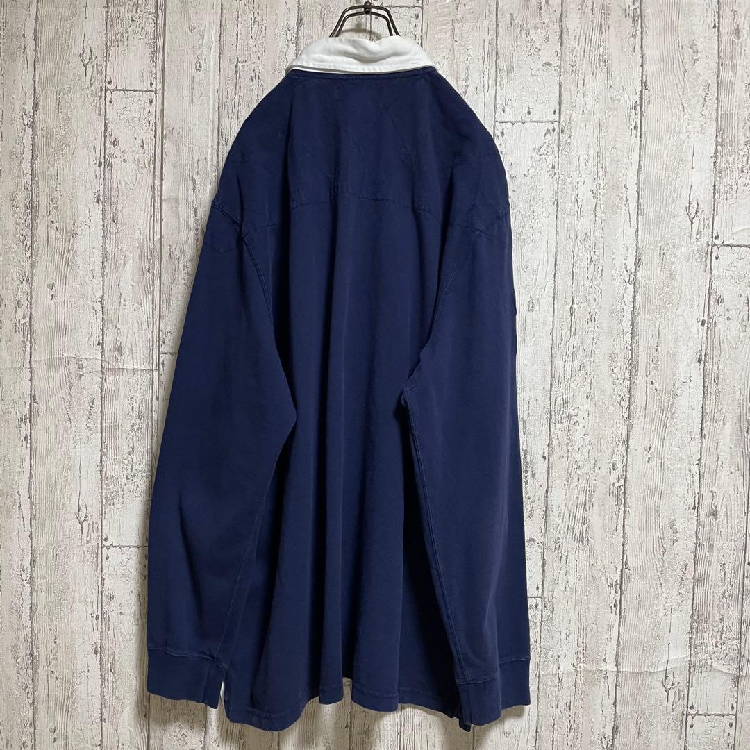 【人気アイテム】ラルフローレン 長袖ラガーシャツ XXL ネイビー ビッグポニー
