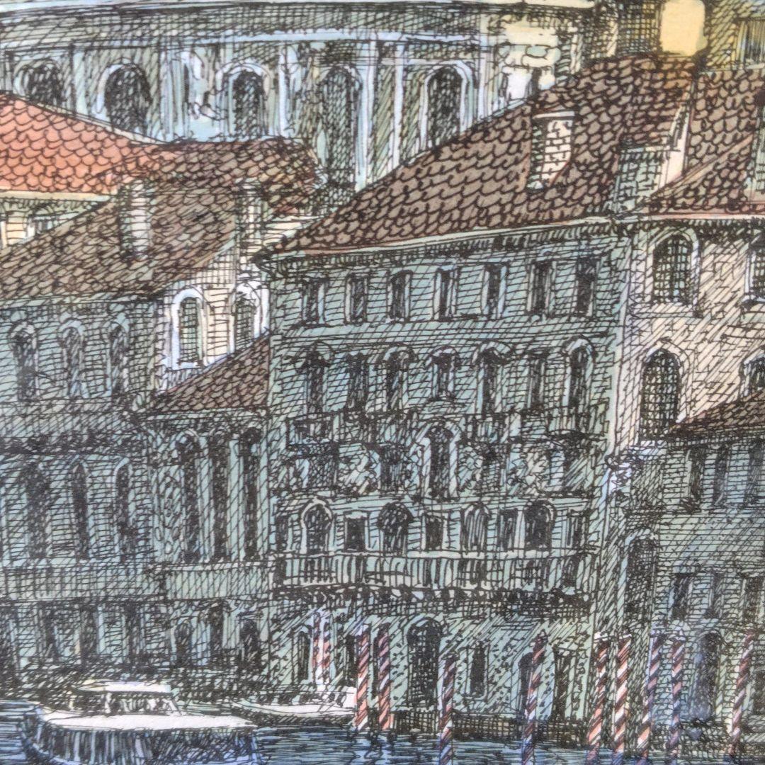 リトグラフ 版画 織田義郎／ヴェニスⅢ サイン有り 真作 額装