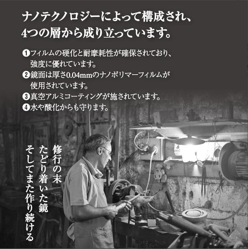 全面鏡 折り畳み 鏡 割れない鏡 高さ160cmx幅60×2 シルバー 1847
