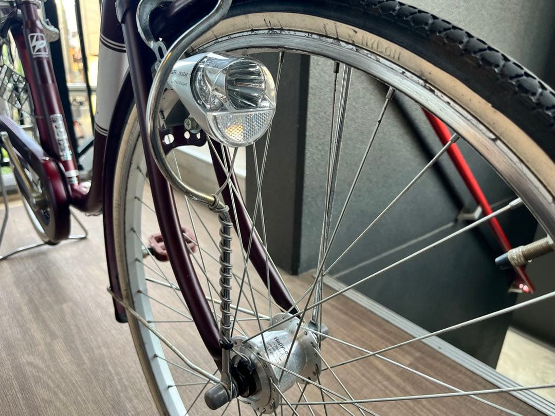 ワインレッド シティサイクル 前カゴ付き