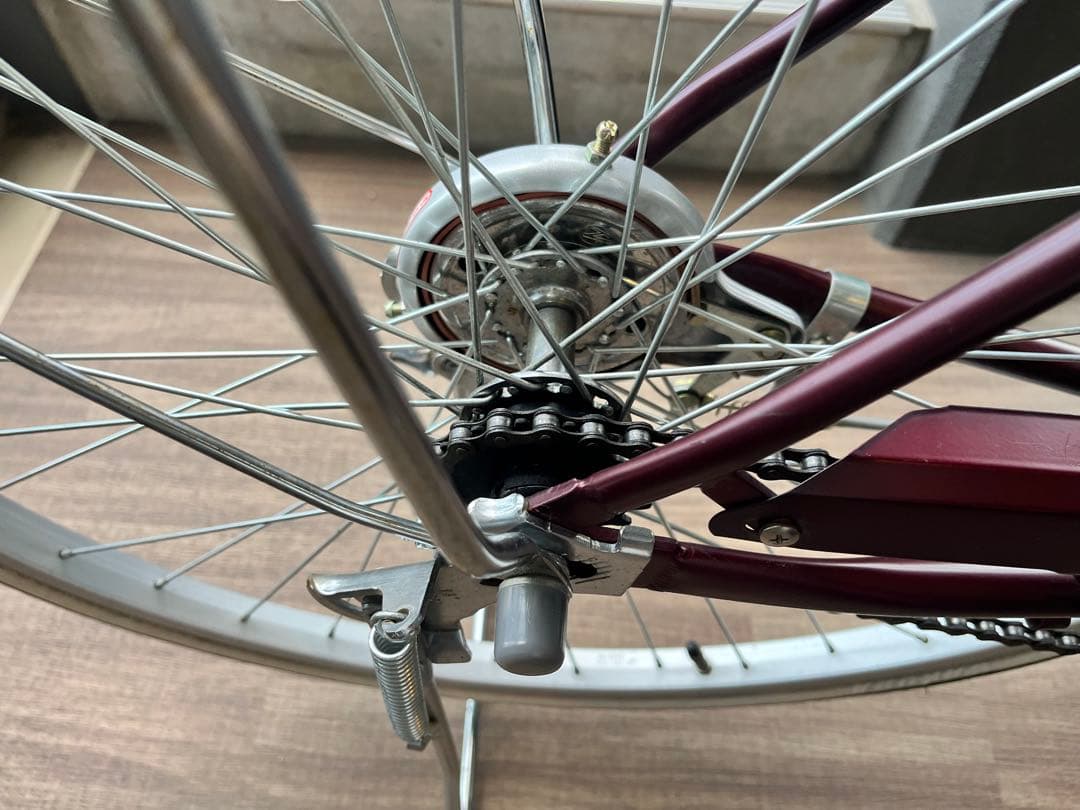 ワインレッド シティサイクル 前カゴ付き