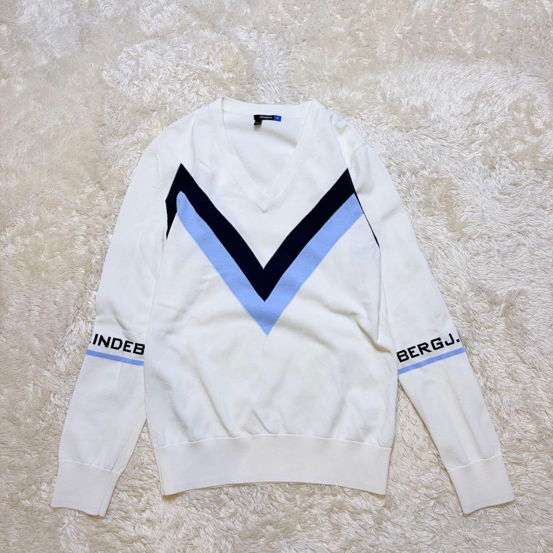 【美品】ジェイリンドバーグ Vネックニット セーター ゴルフウェア メンズ M