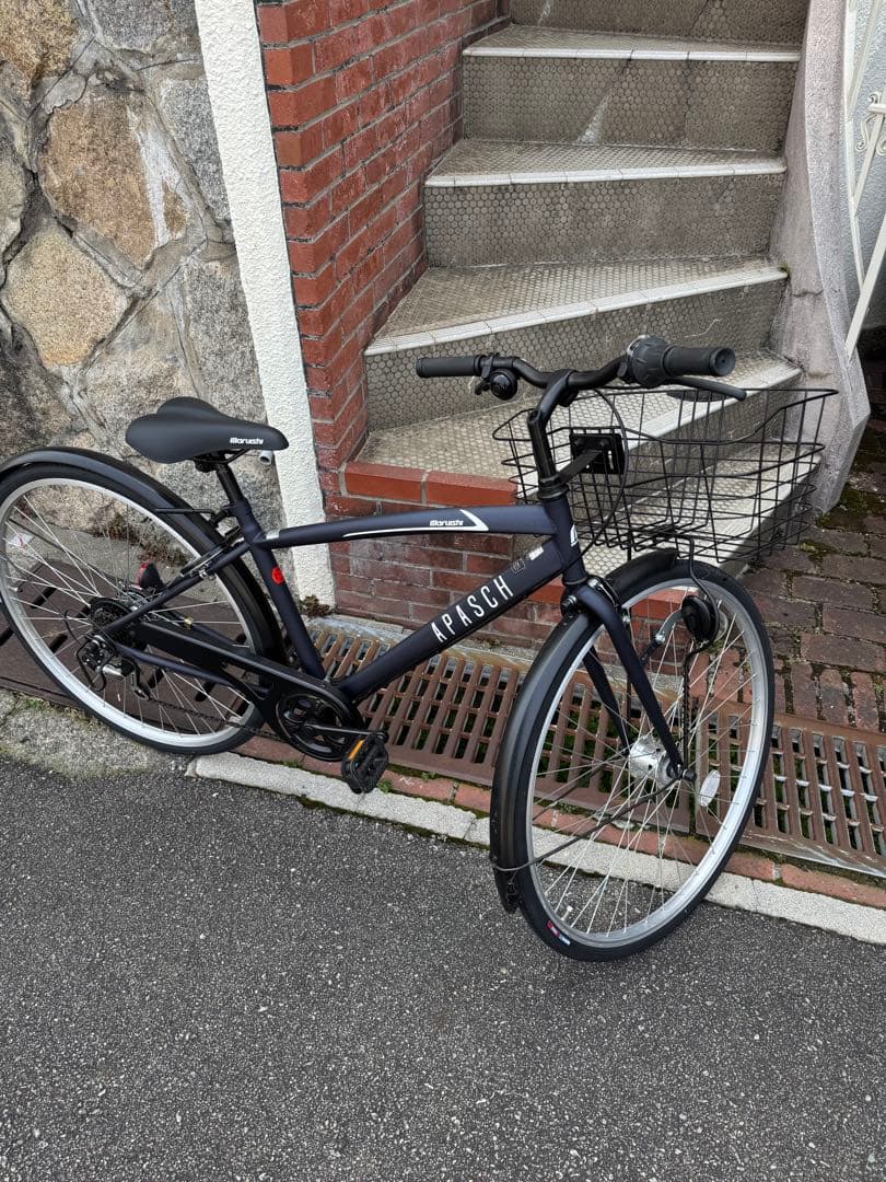 KRISCH シティサイクル ブラック 前カゴ付き 27インチ