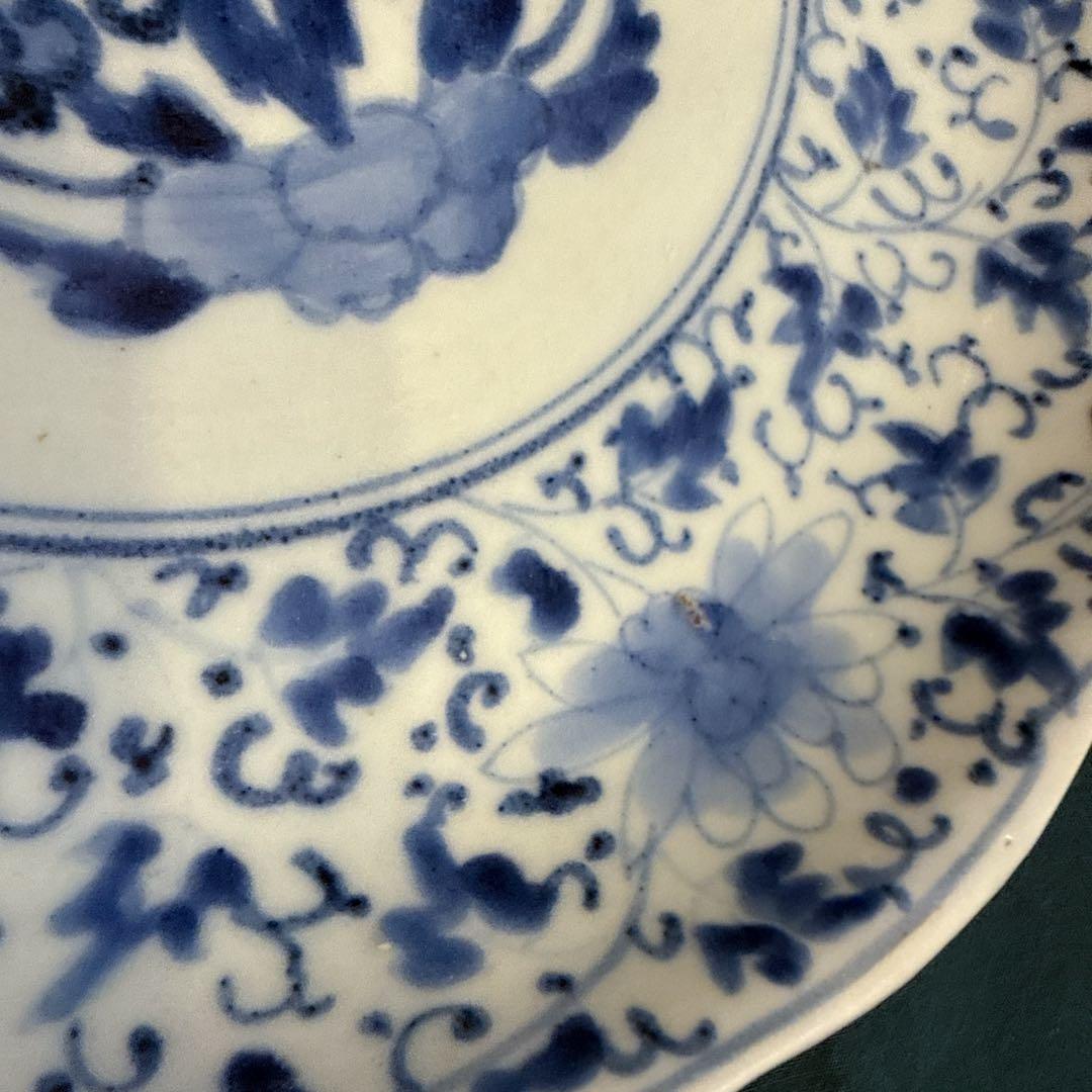 古伊万里　染付　花唐草　8寸皿