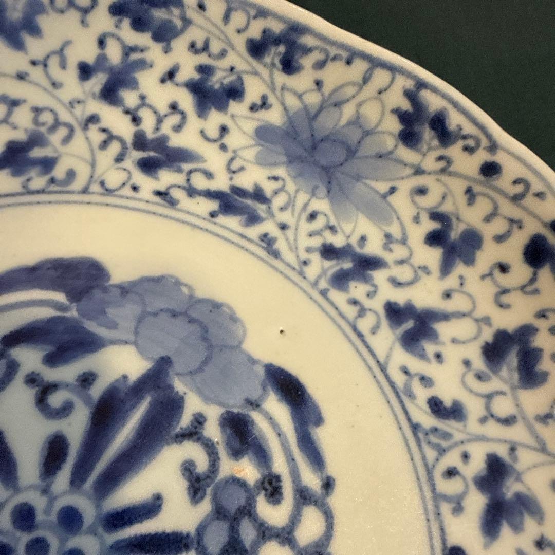 古伊万里　染付　花唐草　8寸皿