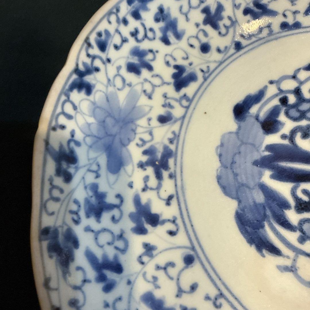 古伊万里　染付　花唐草　8寸皿