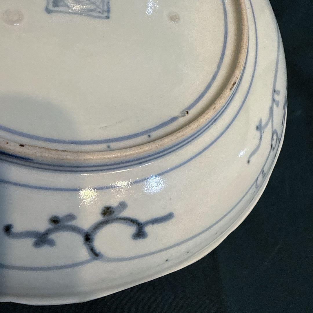 古伊万里　染付　花唐草　8寸皿
