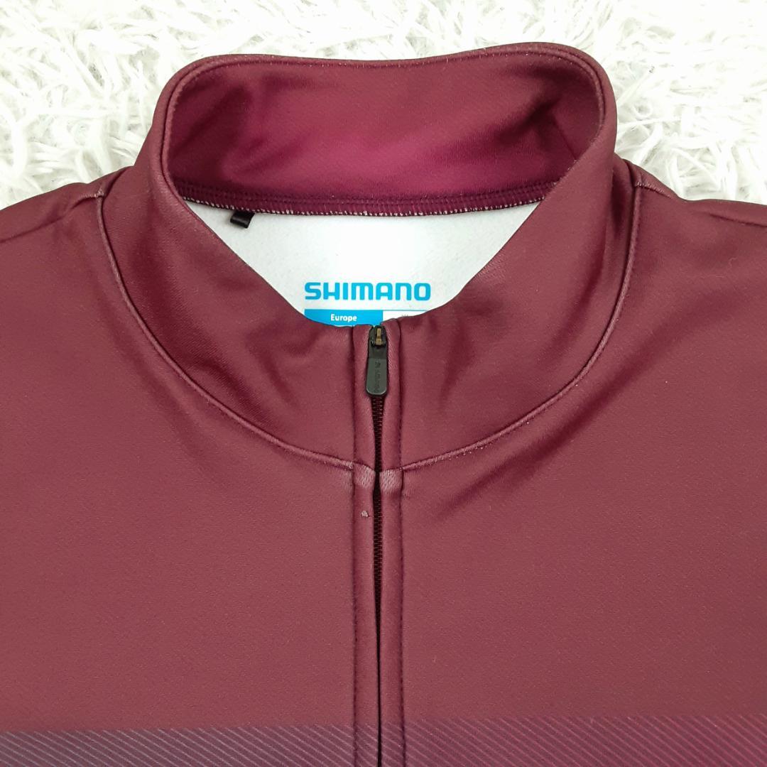 美品◎SHIMANO シマノサイクリング ジャージ XXL ボルドー 赤葡萄色