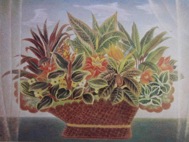 岡鹿之助、【献花】、希少な画集画、新品高級額 額装付、状態良好