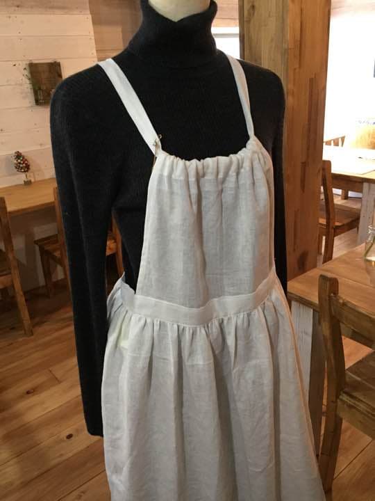 リネン エプロン ハンドメイド